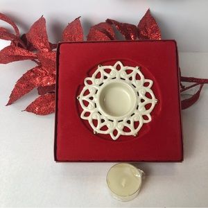 Lenox “Shine” Porcelain Snow Light Votive Tealight Candle Holder Collectible NIB